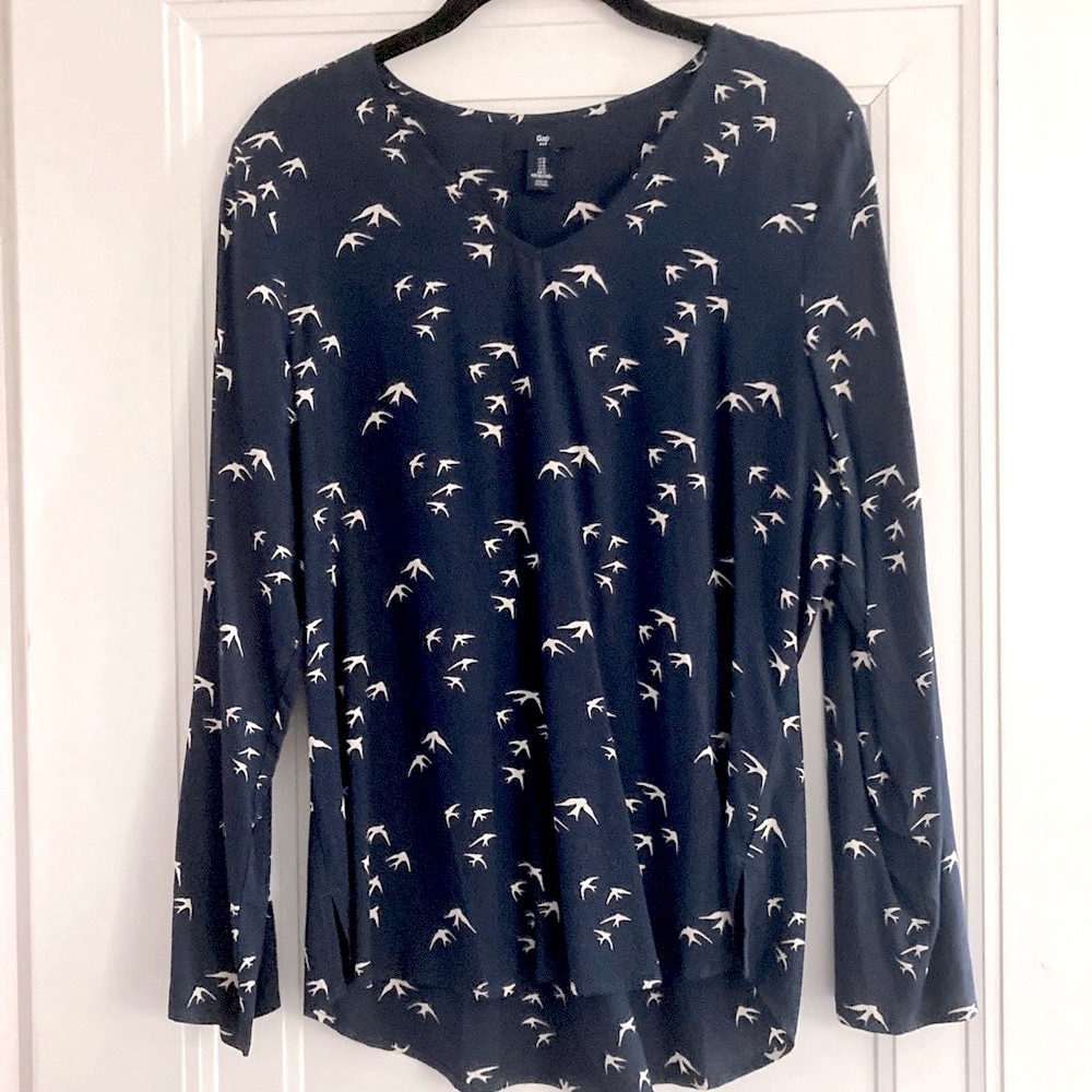 Gap | Navy Blouse With Bird Print